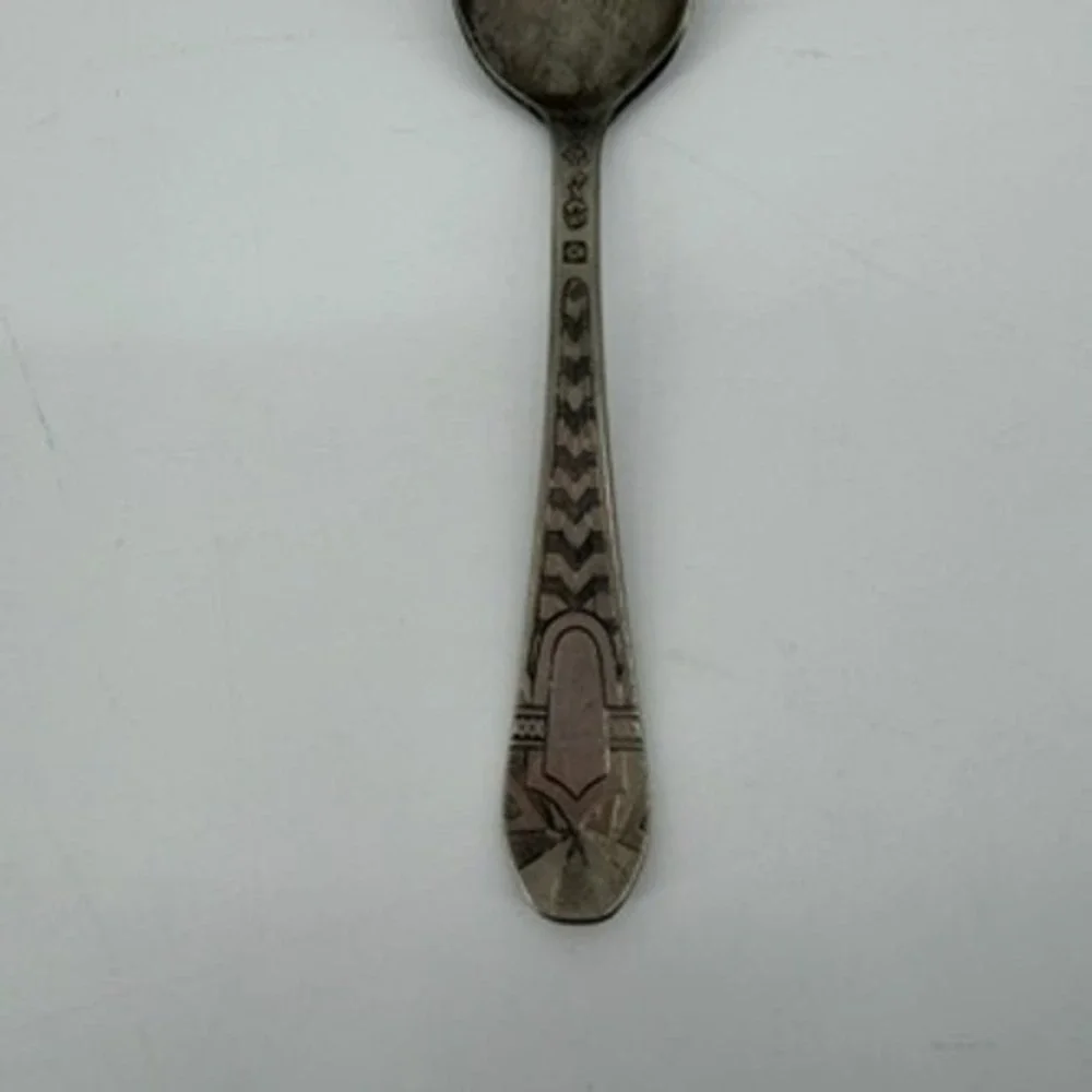 Engine Turned Reproduction Teaspoon Silver Art Deco Geometric Vintage Style 6